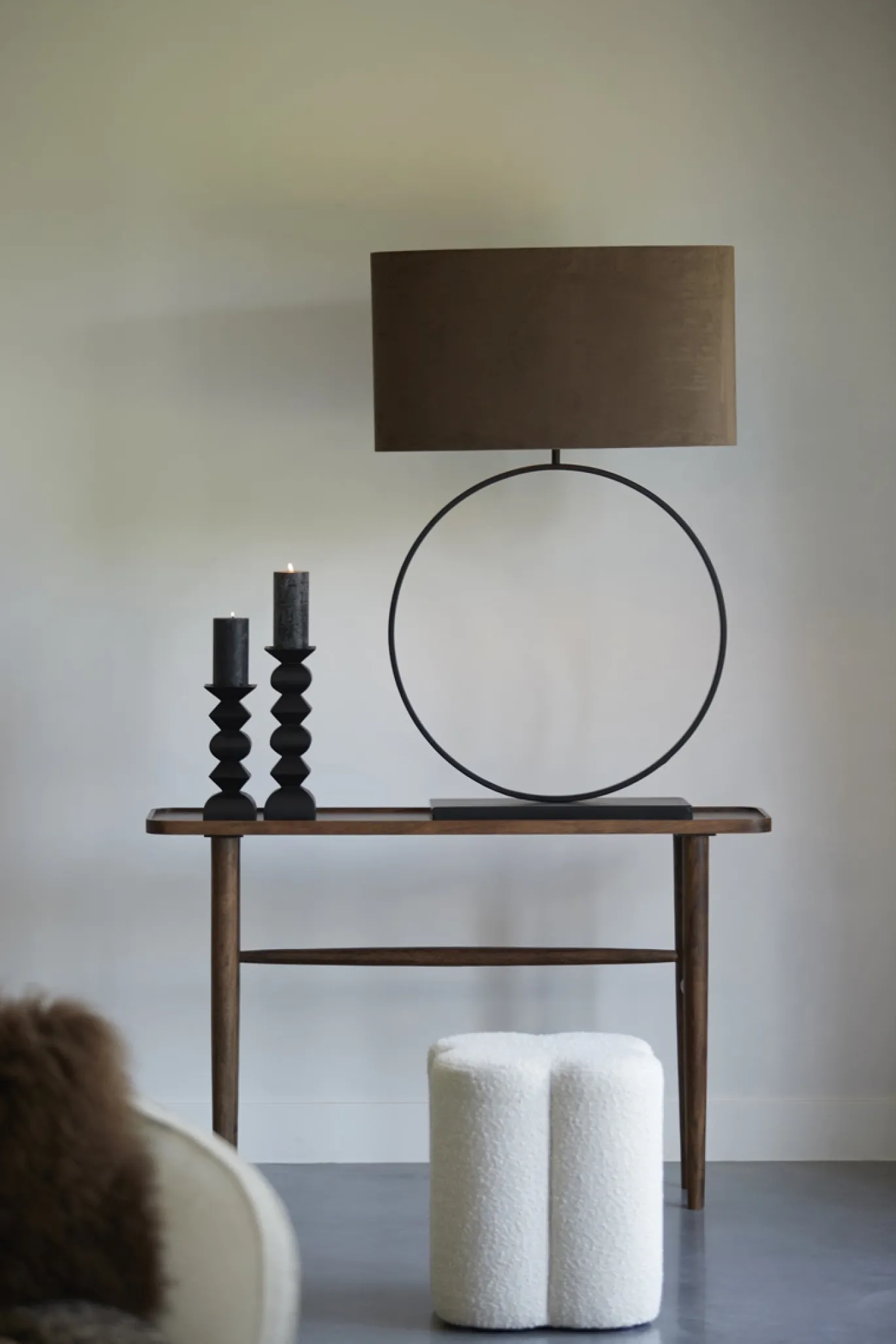 Light & Living Poef Nalani Bouclé Crème