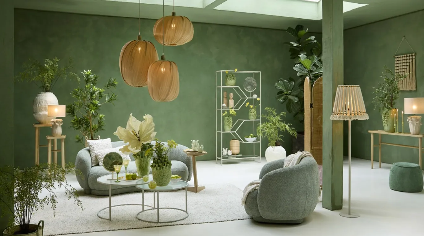 Light & Living Poef Sibiu Groen