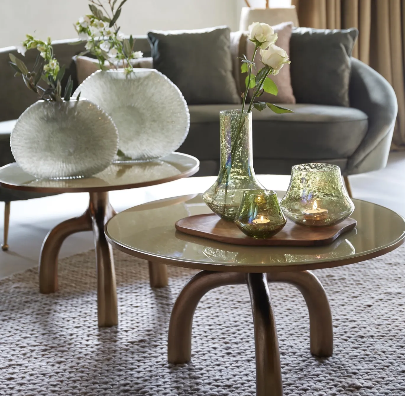 Light & Living Salontafel Mello Taupe/Brons Ø76cm