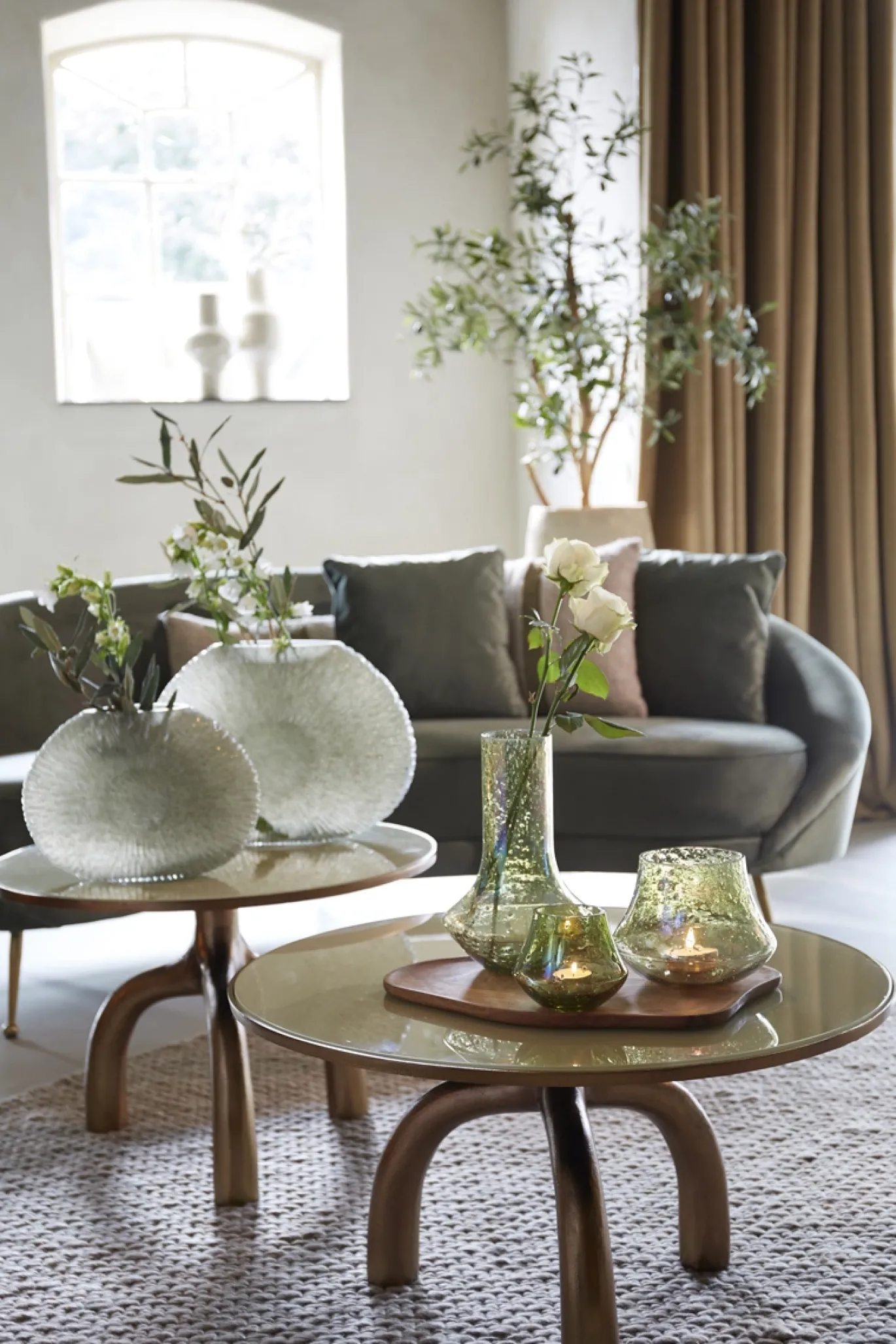 Light & Living Salontafel Mello Taupe/Brons Ø76cm