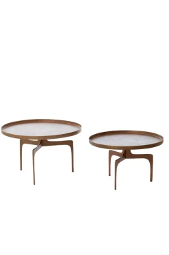 Light & Living Salontafel Pano Set van 2 Bruin Brons Ø64+Ø75cm