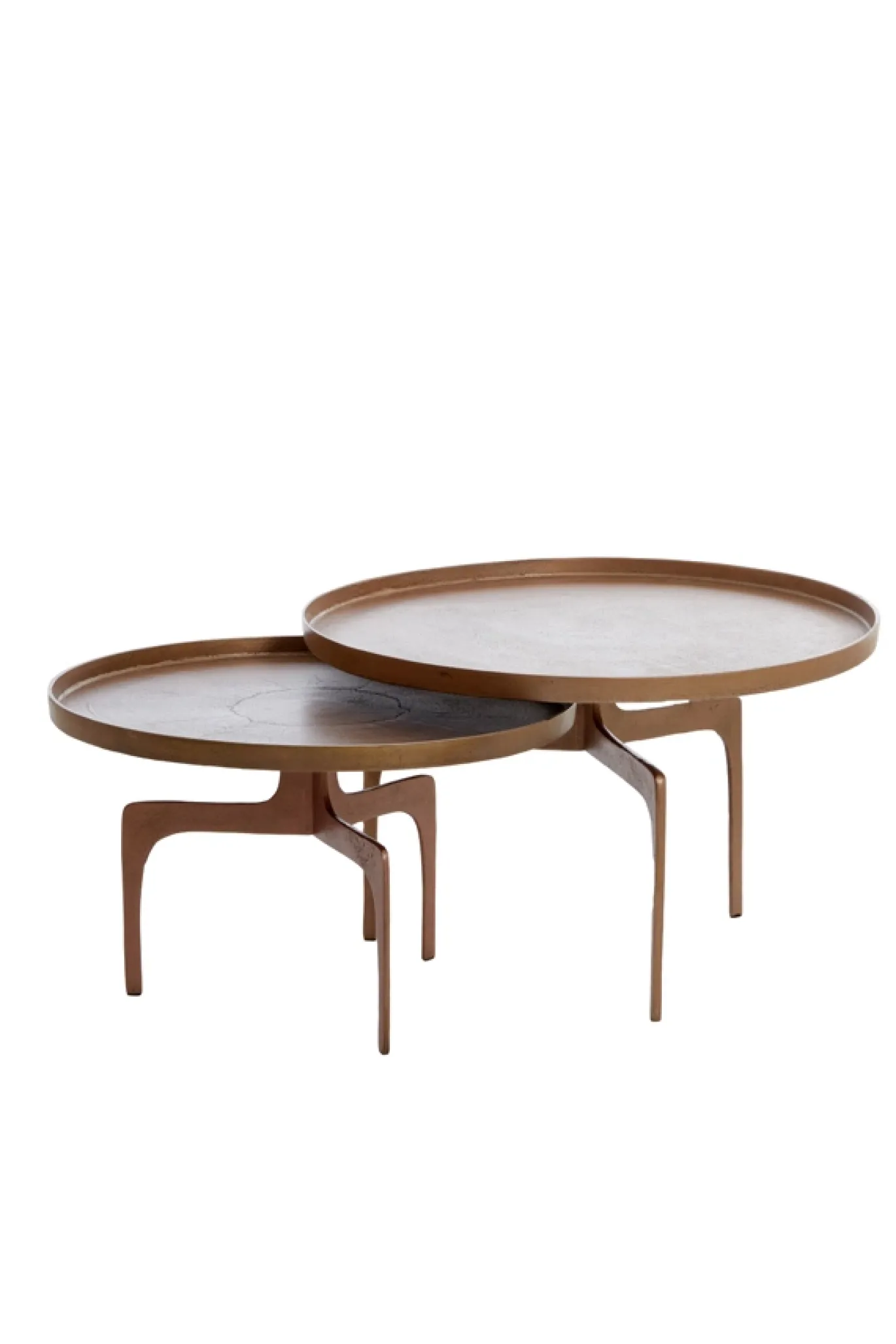 Light & Living Salontafel Pano Set van 2 Bruin Brons Ø64+Ø75cm