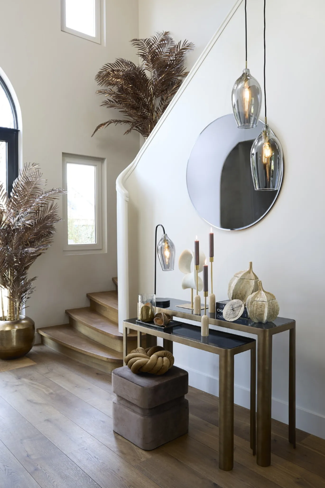 Light & Living Sidetable Oxe Glas Smoke/Brons Set van 2