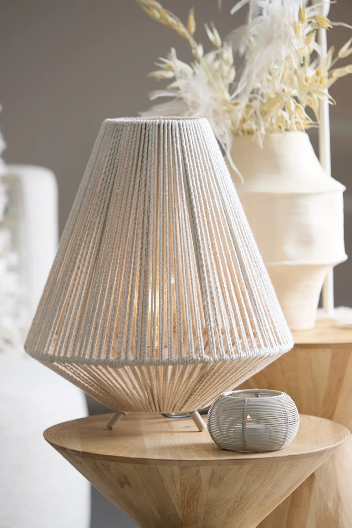 Light & Living Tafellamp Felida Crème Ø35cm