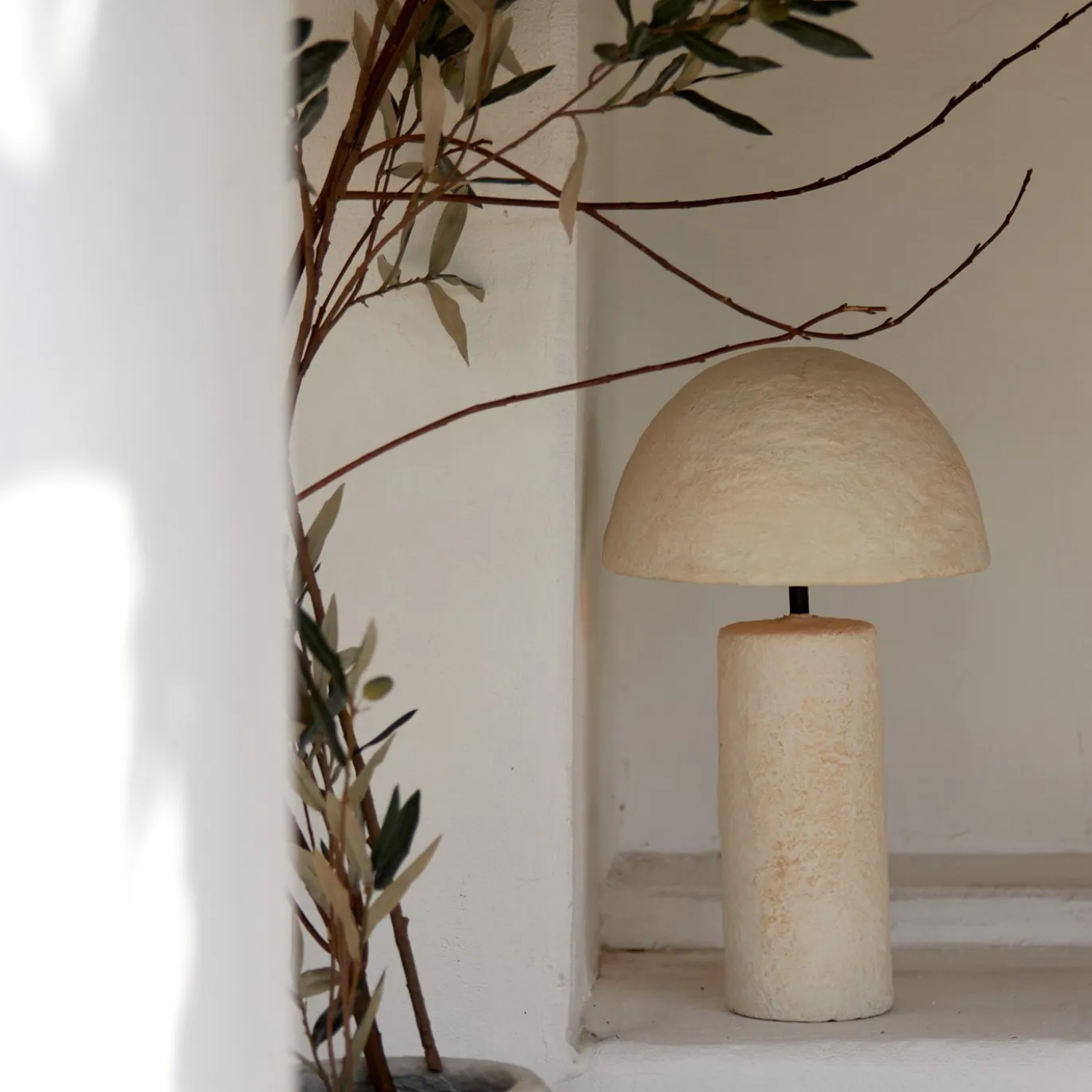 Light & Living Tafellamp Qazu Crème Ø30cm