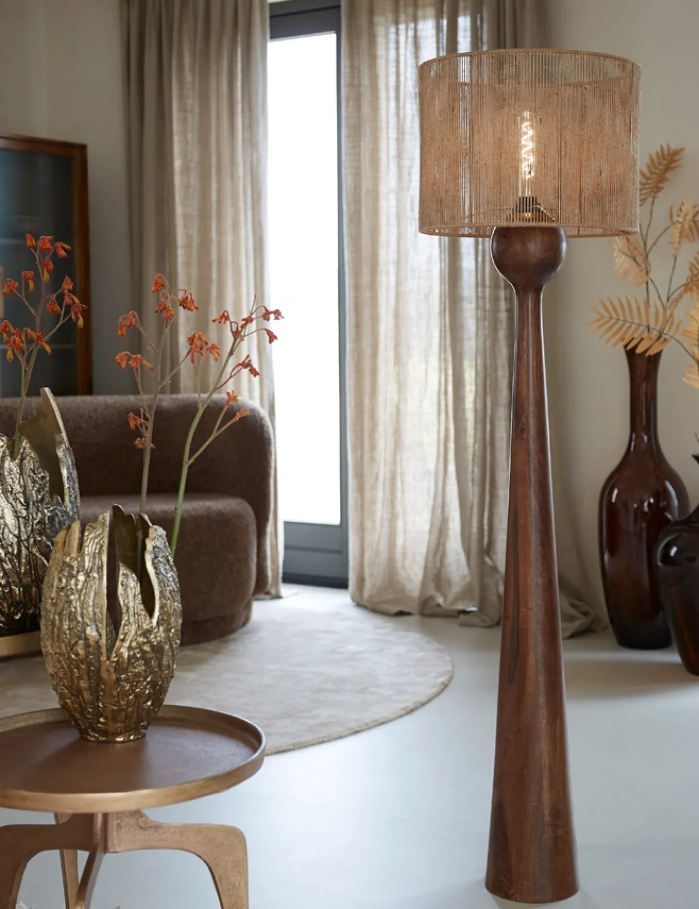 Light & Living Vloerlamp Festina Mangohout Roodbruin 125cm