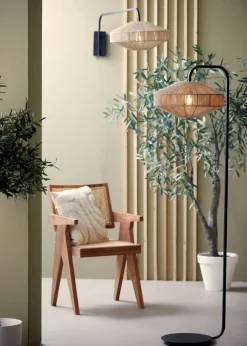 Light & Living Vloerlamp Lyra Naturel+Mat Zwart Ø43x164cm