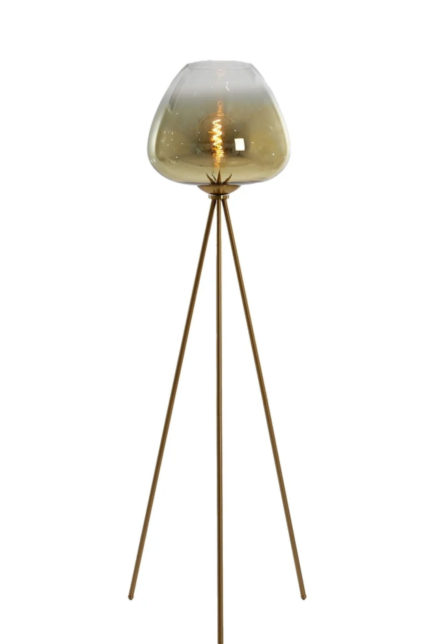 Light & Living Vloerlamp Mayson Driepoot Glas Goud 146cm