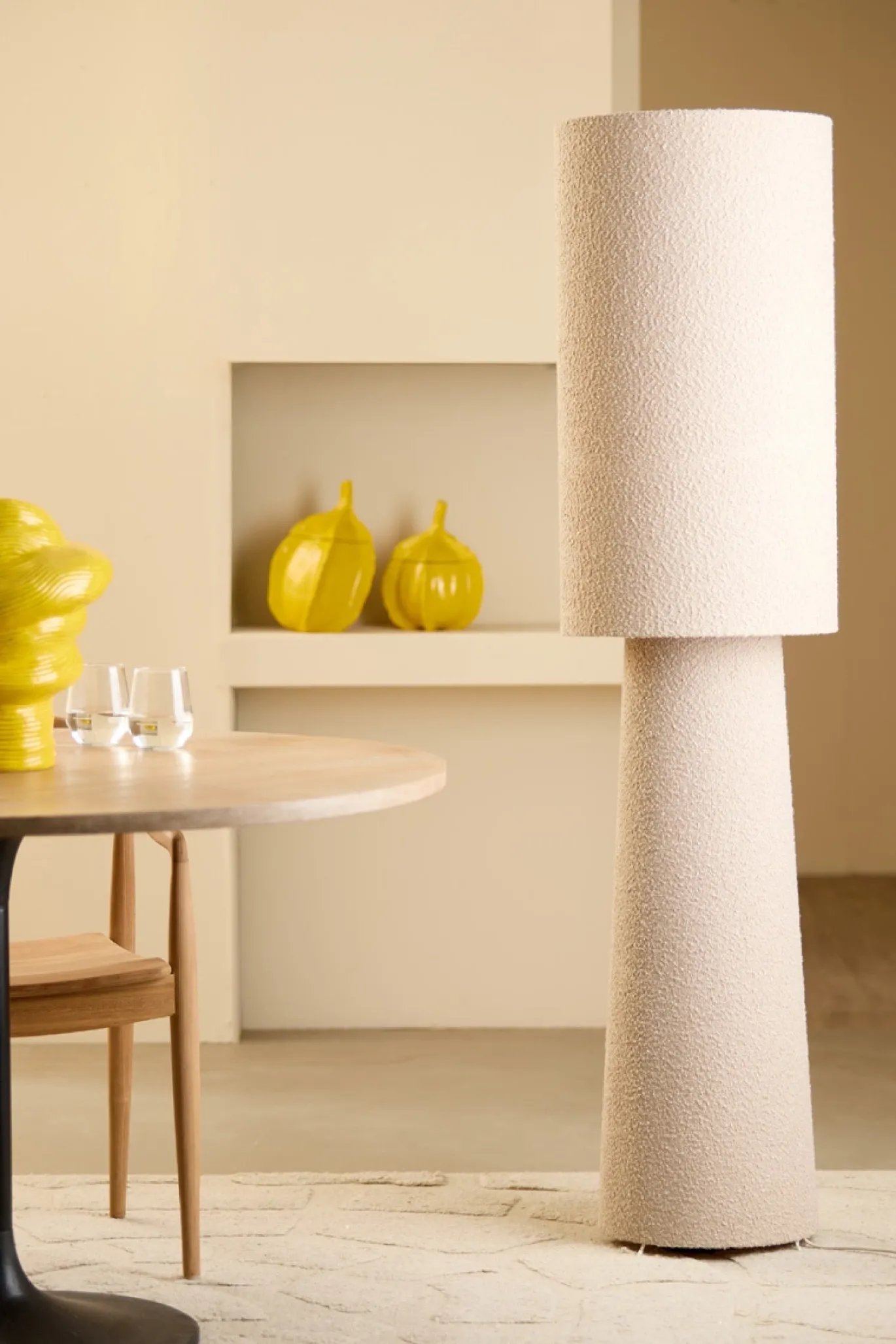 Light & Living Vloerlamp Mikkel Bouclé Crème 165cm