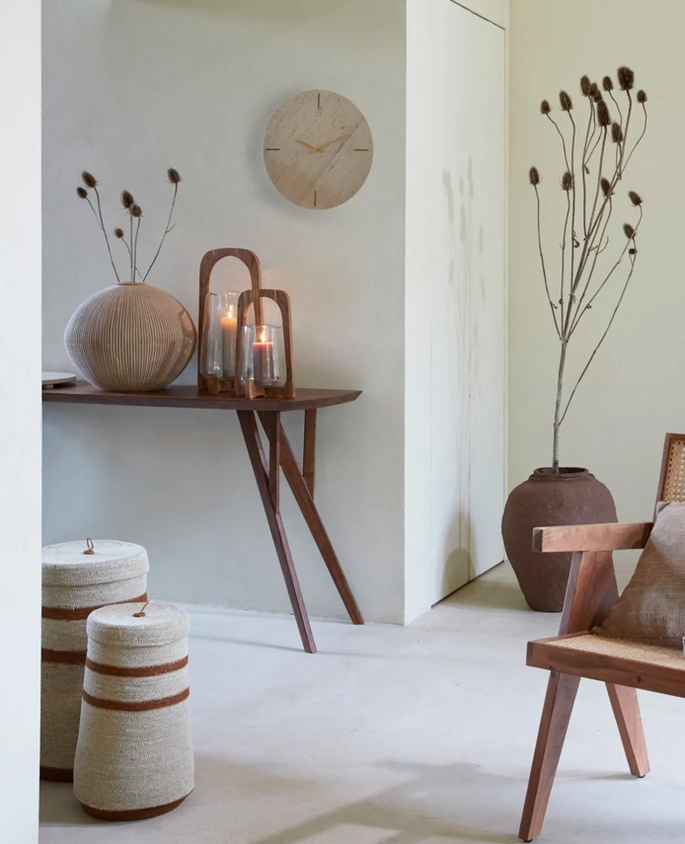 Light & Living Wandklok Jenay Travertin Zand Ø43cm