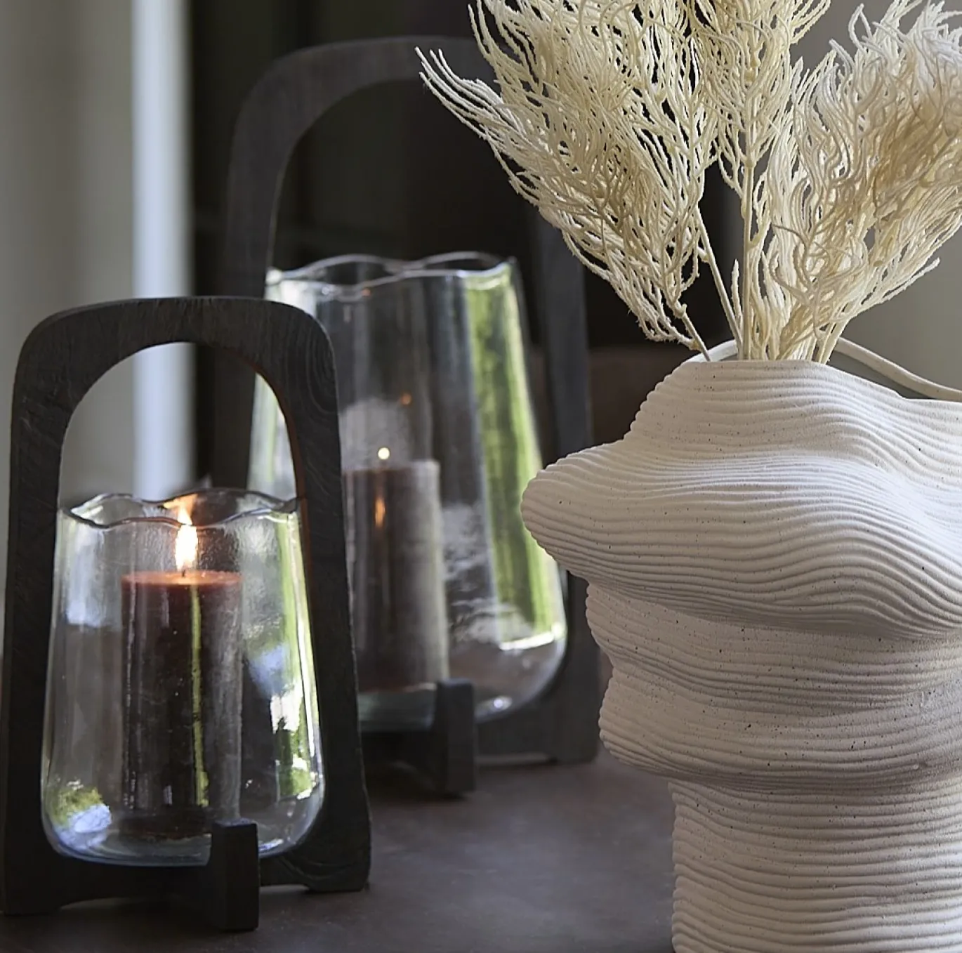 Light & Living Windlicht Anosy Donkerbruin L