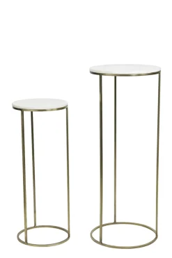 Light & Living Zuil Ricardo Set van 2 Rond Marmer Wit 82+102cm