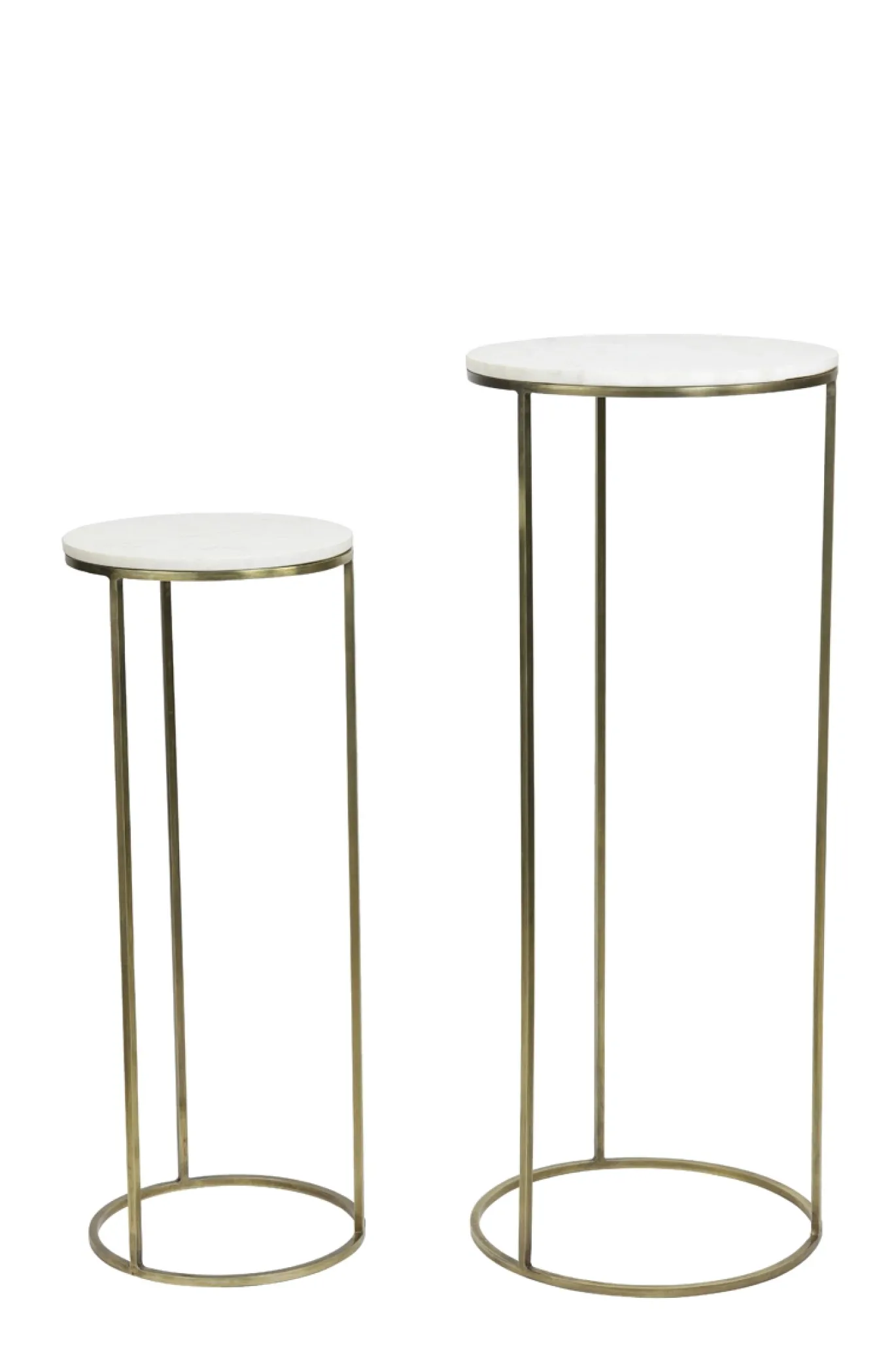 Light & Living Zuil Ricardo Set van 2 Rond Marmer Wit 82+102cm