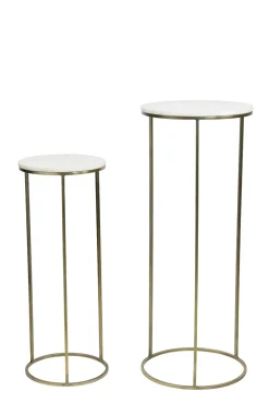 Light & Living Zuil Ricardo Set van 2 Rond Marmer Wit 82+102cm