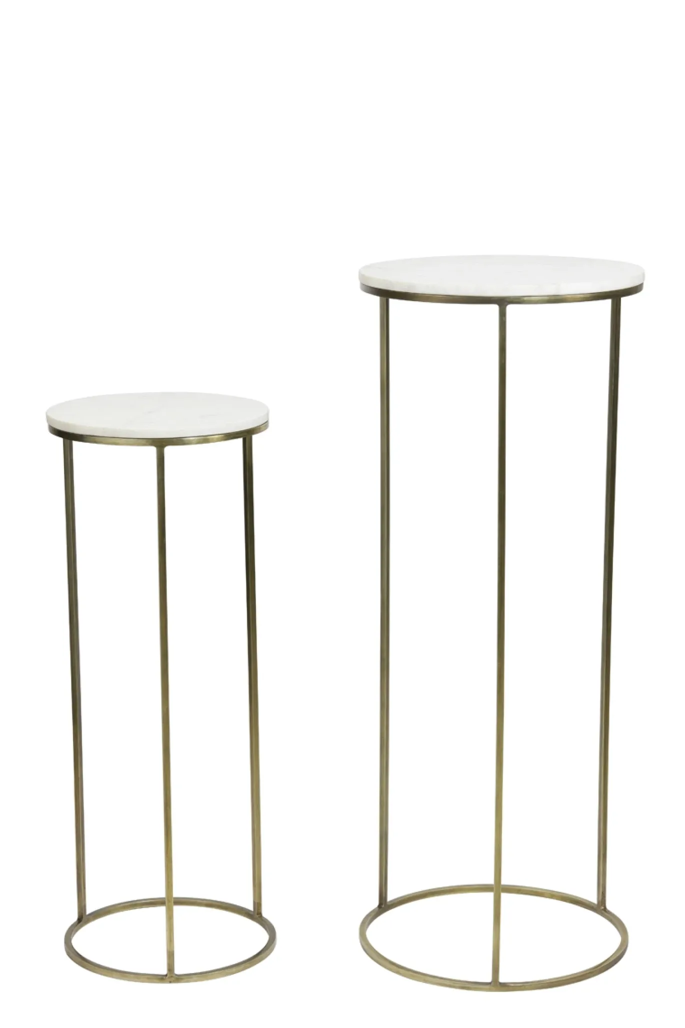 Light & Living Zuil Ricardo Set van 2 Rond Marmer Wit 82+102cm