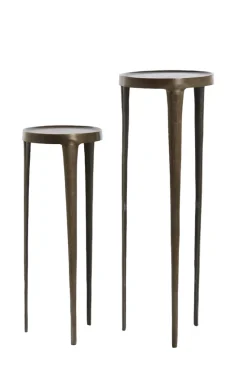 Light & Living Zuil Tobias Set van 2 Rond Donkerbruin 80+100cm