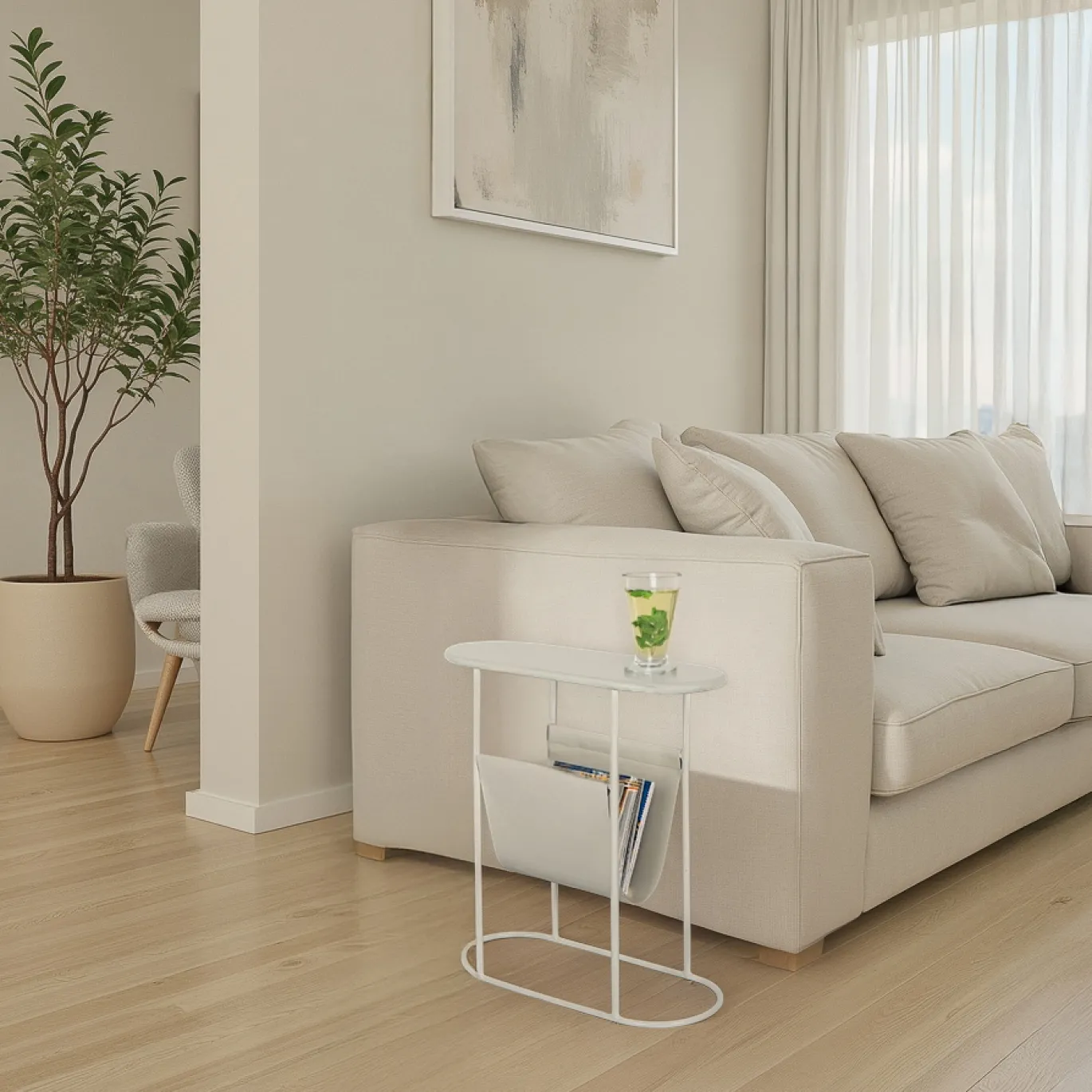 Livingfurn Bijzettafel Brix Luna Ovaal Wit