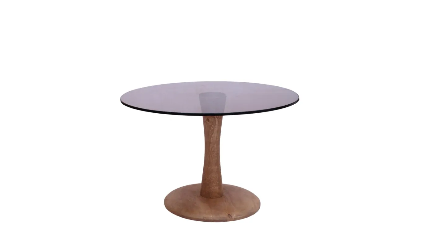 Livingfurn Bijzettafel Brix Faye Glas Almond 60cm