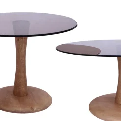 Livingfurn Bijzettafel Brix Faye Glas Almond 60cm