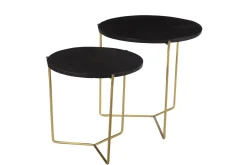 Livingfurn Bijzettafel Mason Zwart/Goud Set van 2