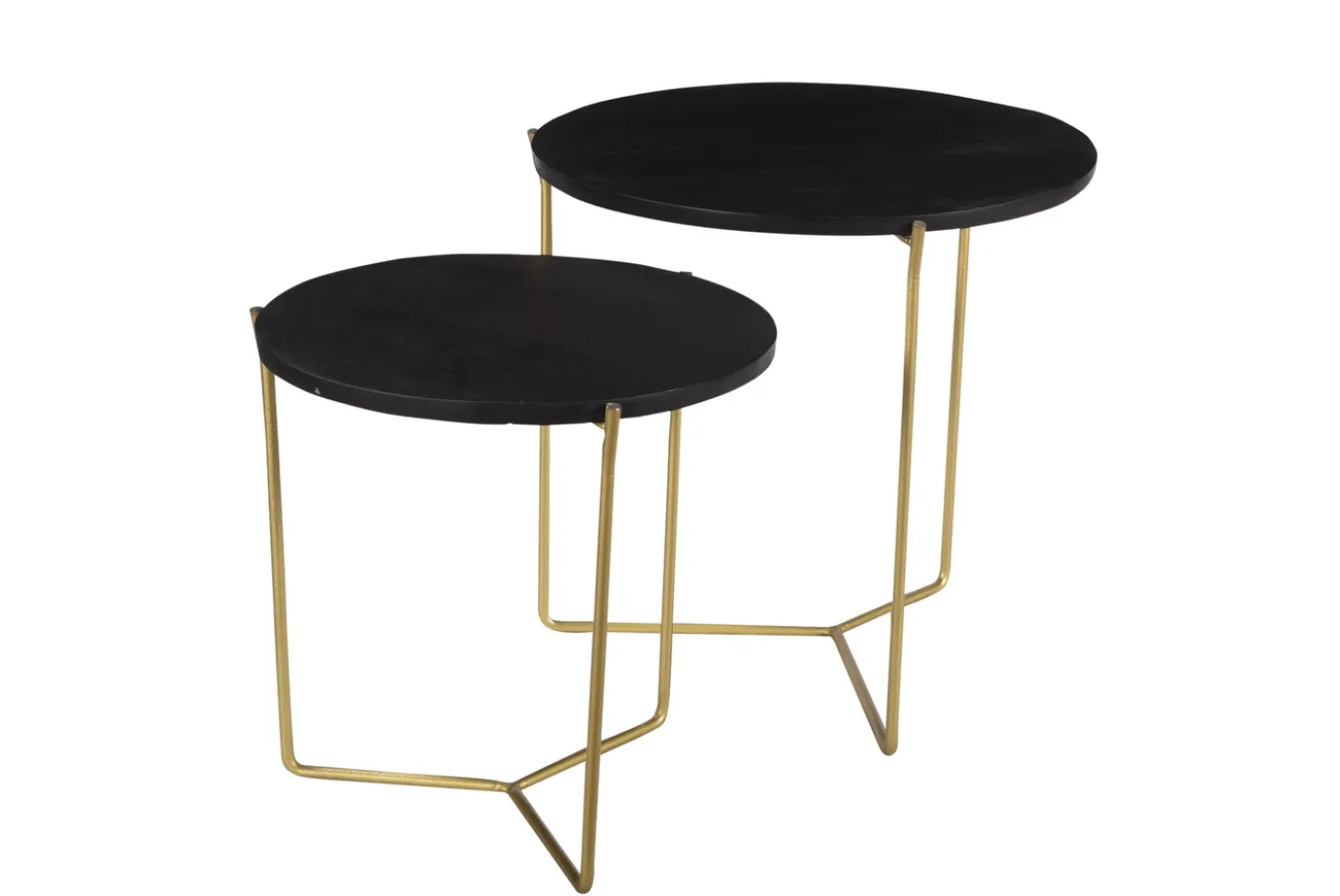 Livingfurn Bijzettafel Mason Zwart/Goud Set van 2