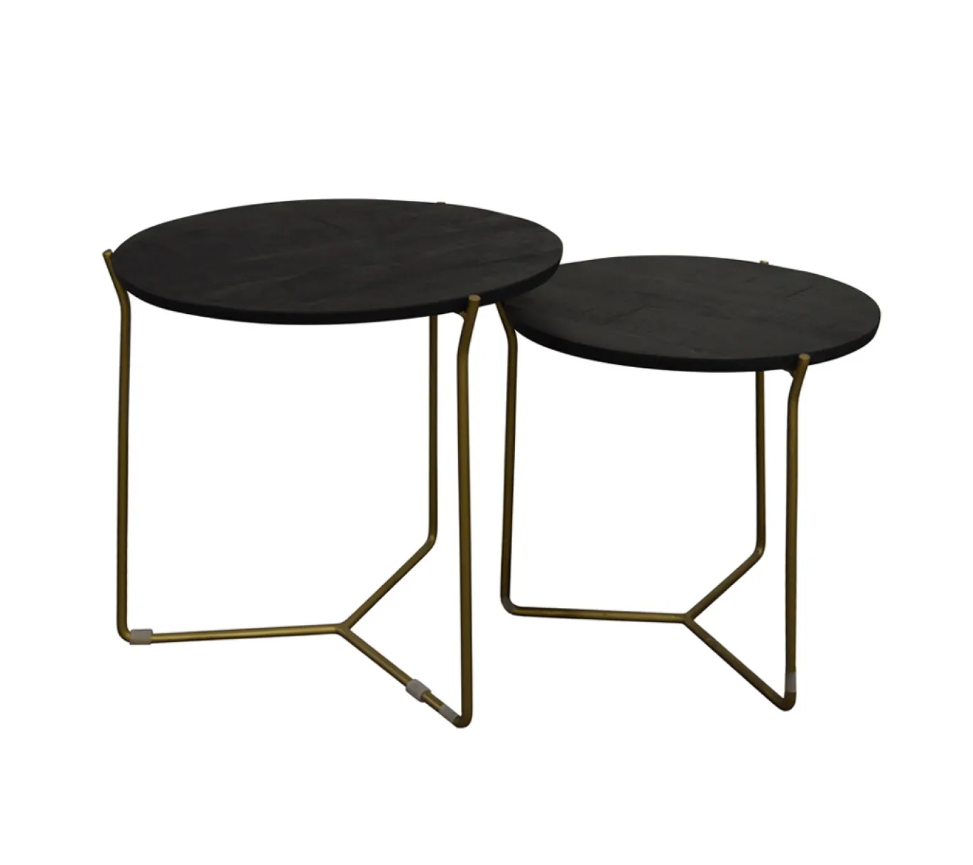 Livingfurn Bijzettafel Mason Zwart/Goud Set van 2