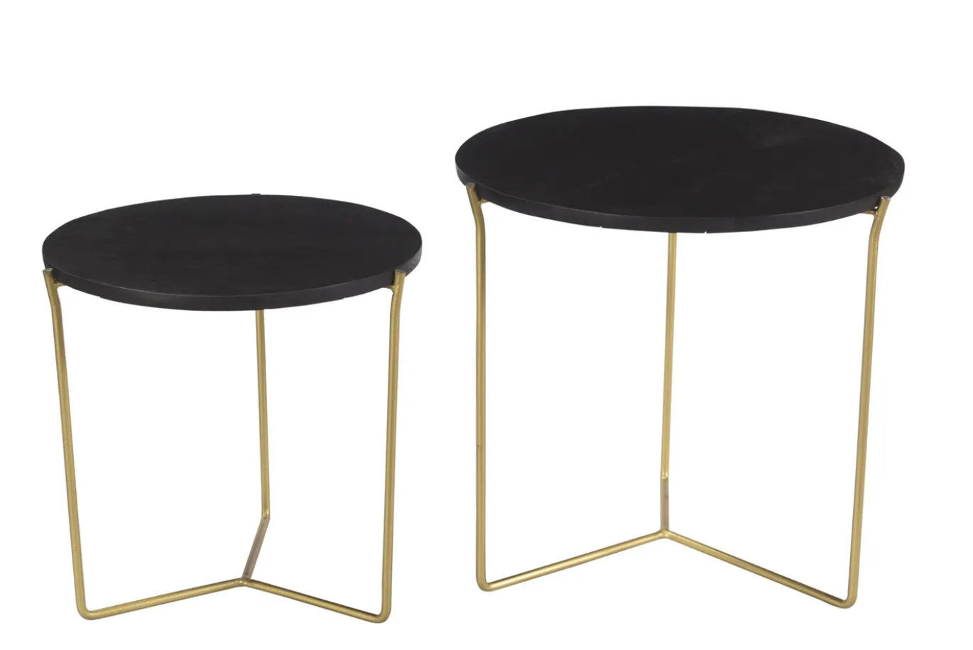Livingfurn Bijzettafel Mason Zwart/Goud Set van 2