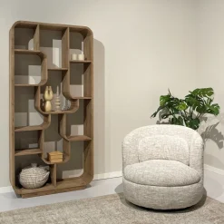 Livingfurn Boekenkast Brix Logan Almond Organisch Bruin