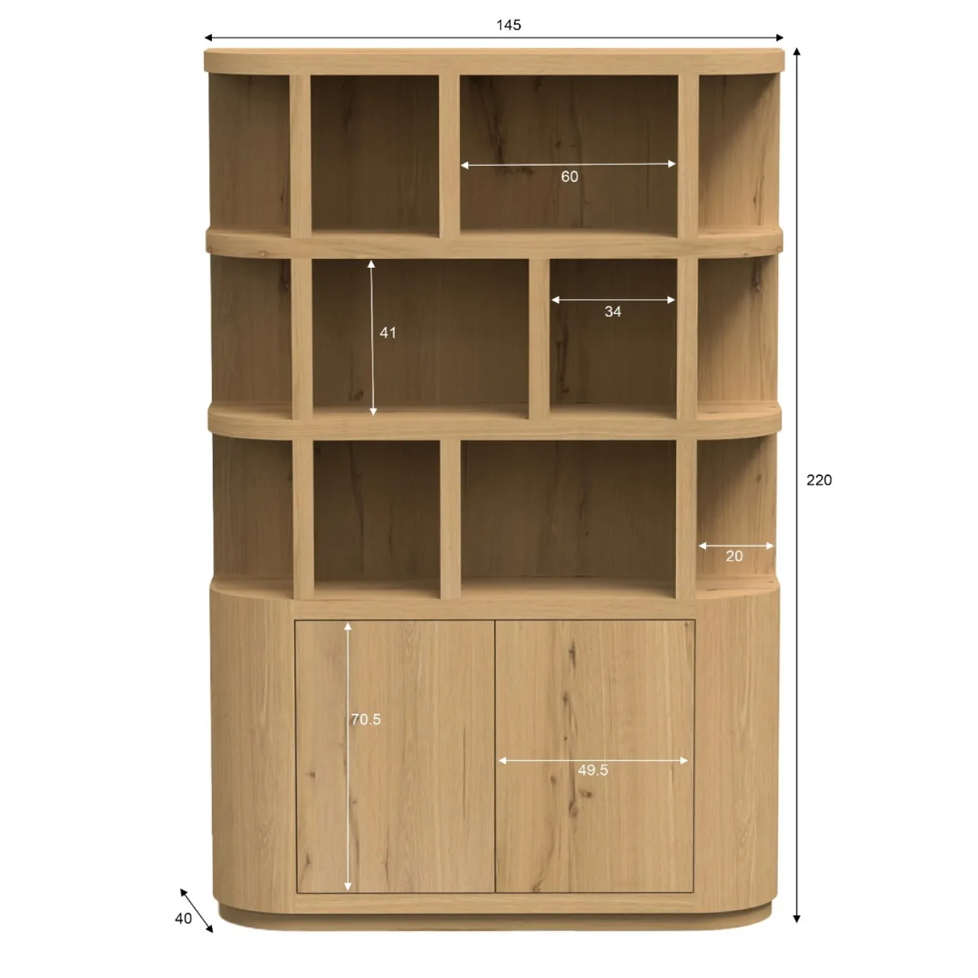 Livingfurn Boekenkast Novero 145cm Naturel