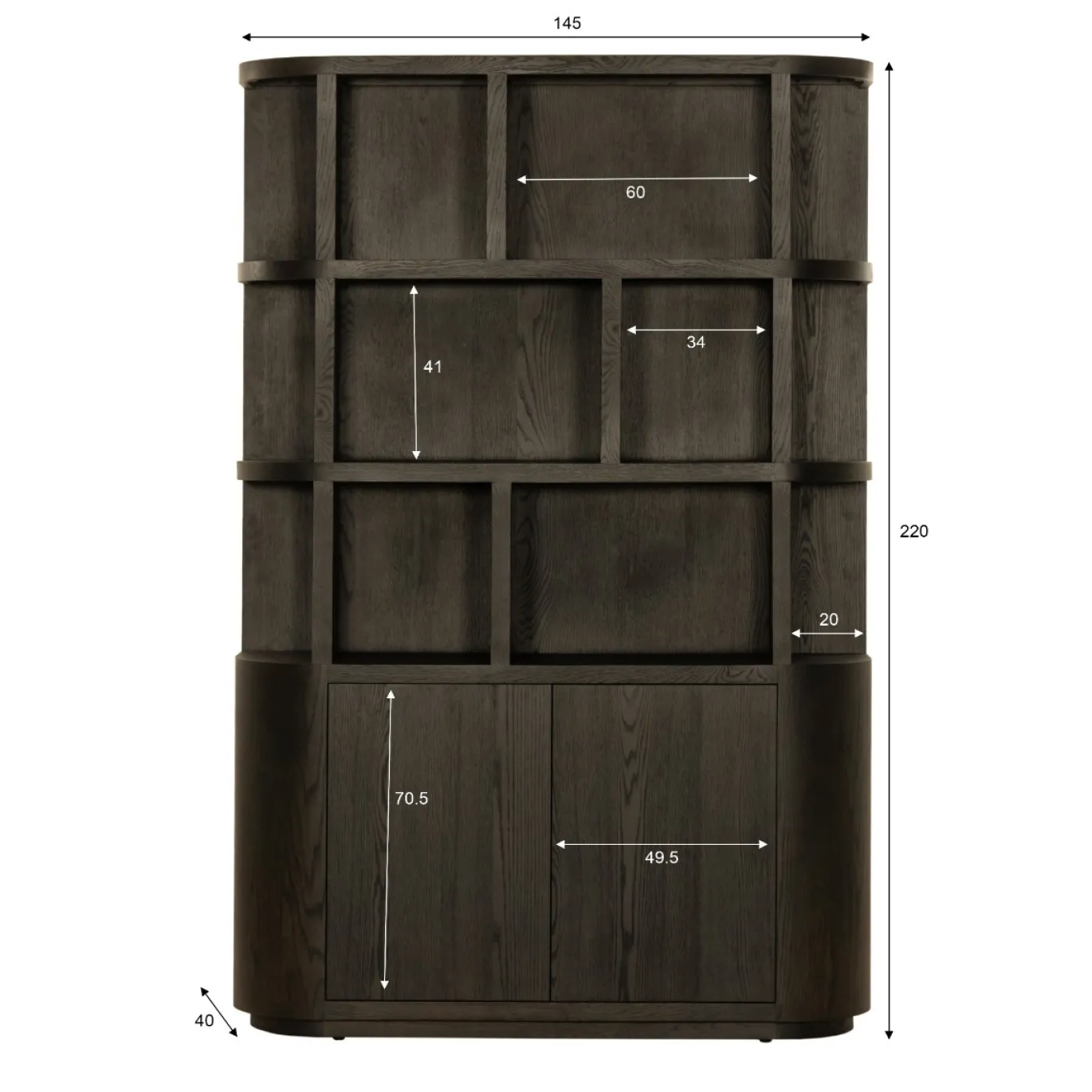 Livingfurn Boekenkast Novero Espresso Eikenfineer 145cm