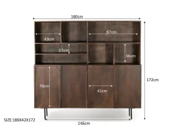 Livingfurn Buffetkast Elan Mangohout Bruin 180x172cm