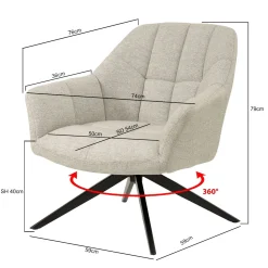 Livingfurn Draaifauteuil Tom Zand