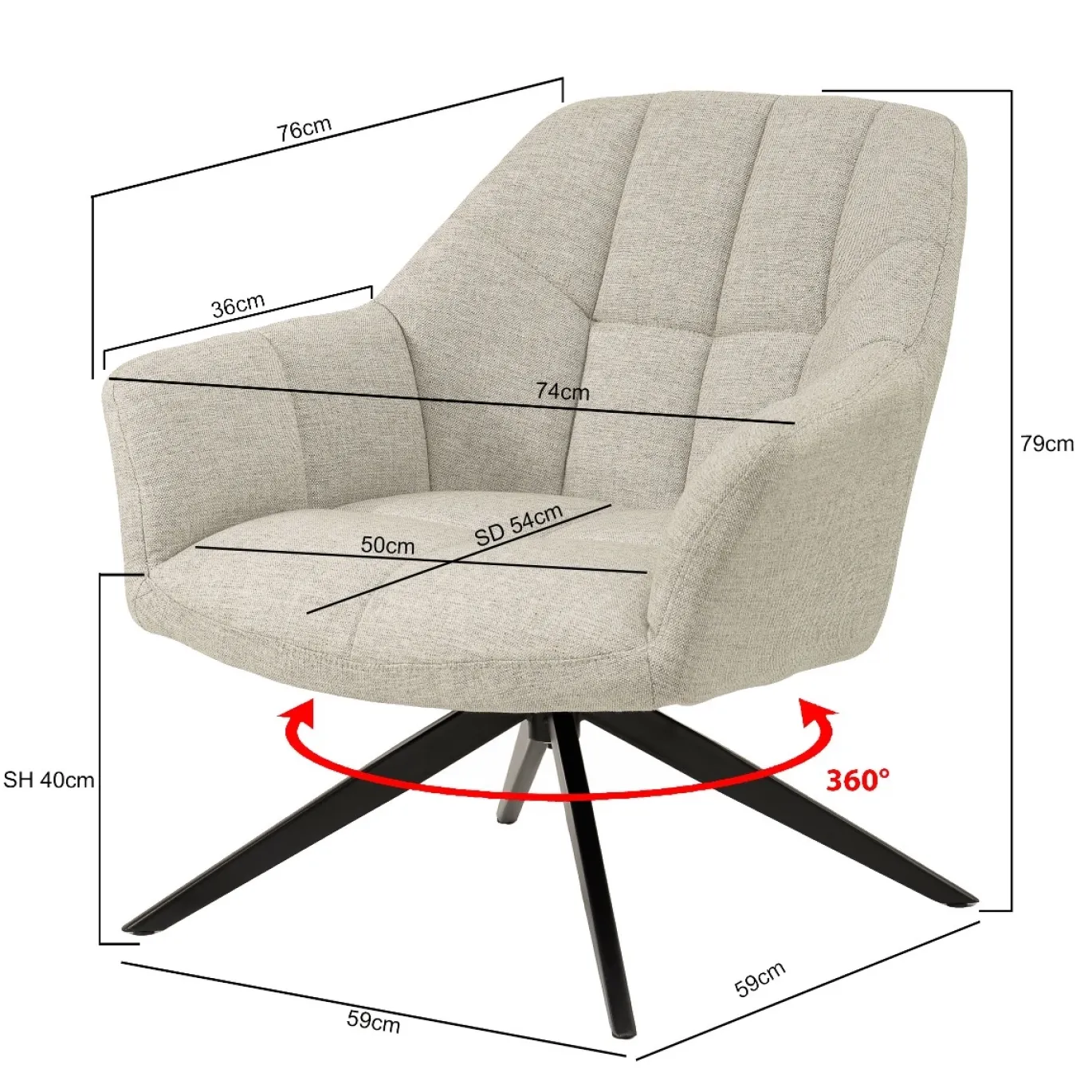 Livingfurn Draaifauteuil Tom Zand