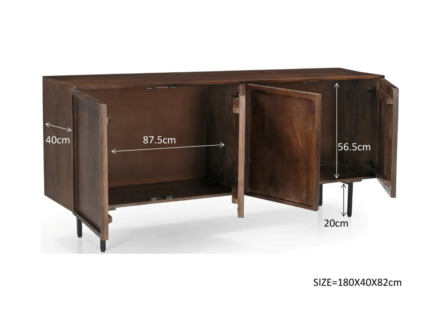 Livingfurn Dressoir Elan Mangohout Bruin 180cm