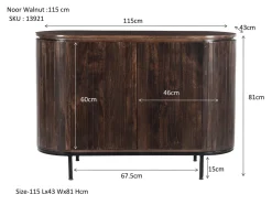 Livingfurn Dressoir Noor Walnoot 115cm Mangohout