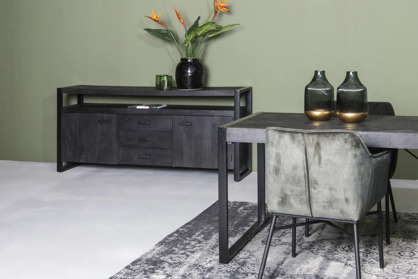 Livingfurn Dressoir Norris Zwart 180cm