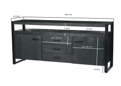 Livingfurn Dressoir Norris Zwart 180cm