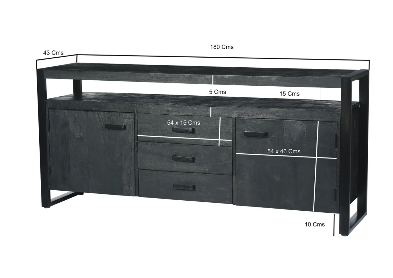 Livingfurn Dressoir Norris Zwart 180cm