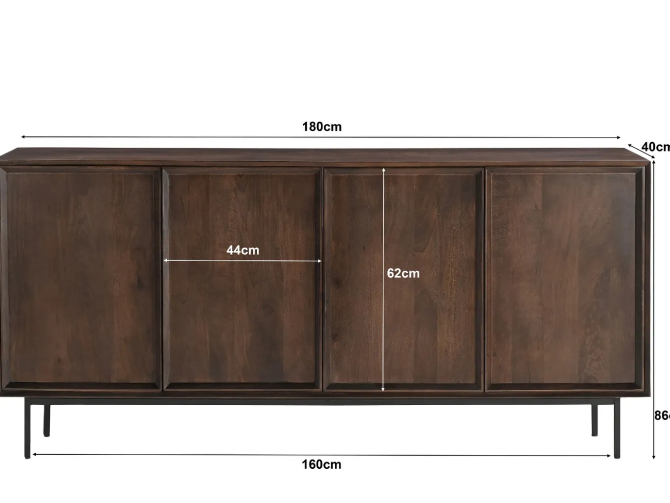 Livingfurn Dressoir Ravenstein Mango Bruin 180cm