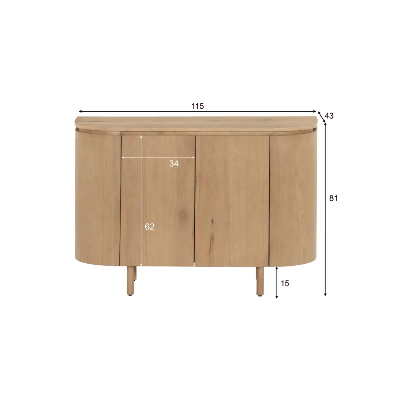 Livingfurn Dressoir Tobago Naturel Eikenfineer 115cm