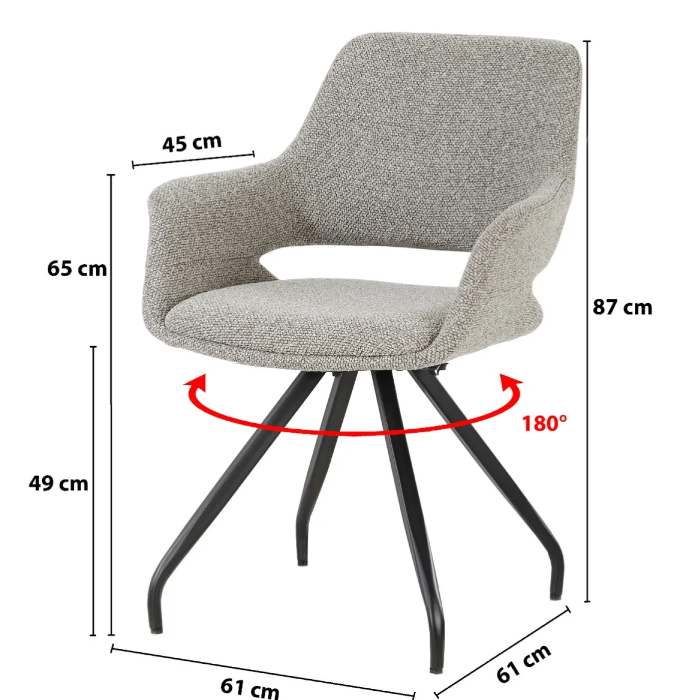 Livingfurn Eetkamerstoel Capp Taupe/Bruin