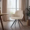 Livingfurn Eetkamerstoel Doreen Bouclé Beige Draaibaar