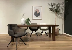 Livingfurn Eetkamerstoel Doreen Bouclé Bruin Draaibaar