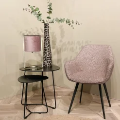 Livingfurn Eetkamerstoel Luca Boucle Vintage Pink