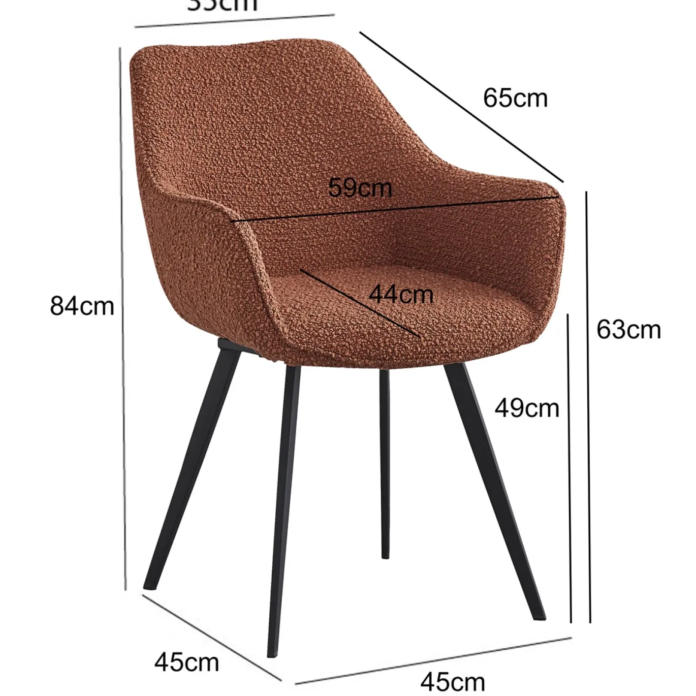 Livingfurn Eetkamerstoel Luca Boucle Leaf Bruin