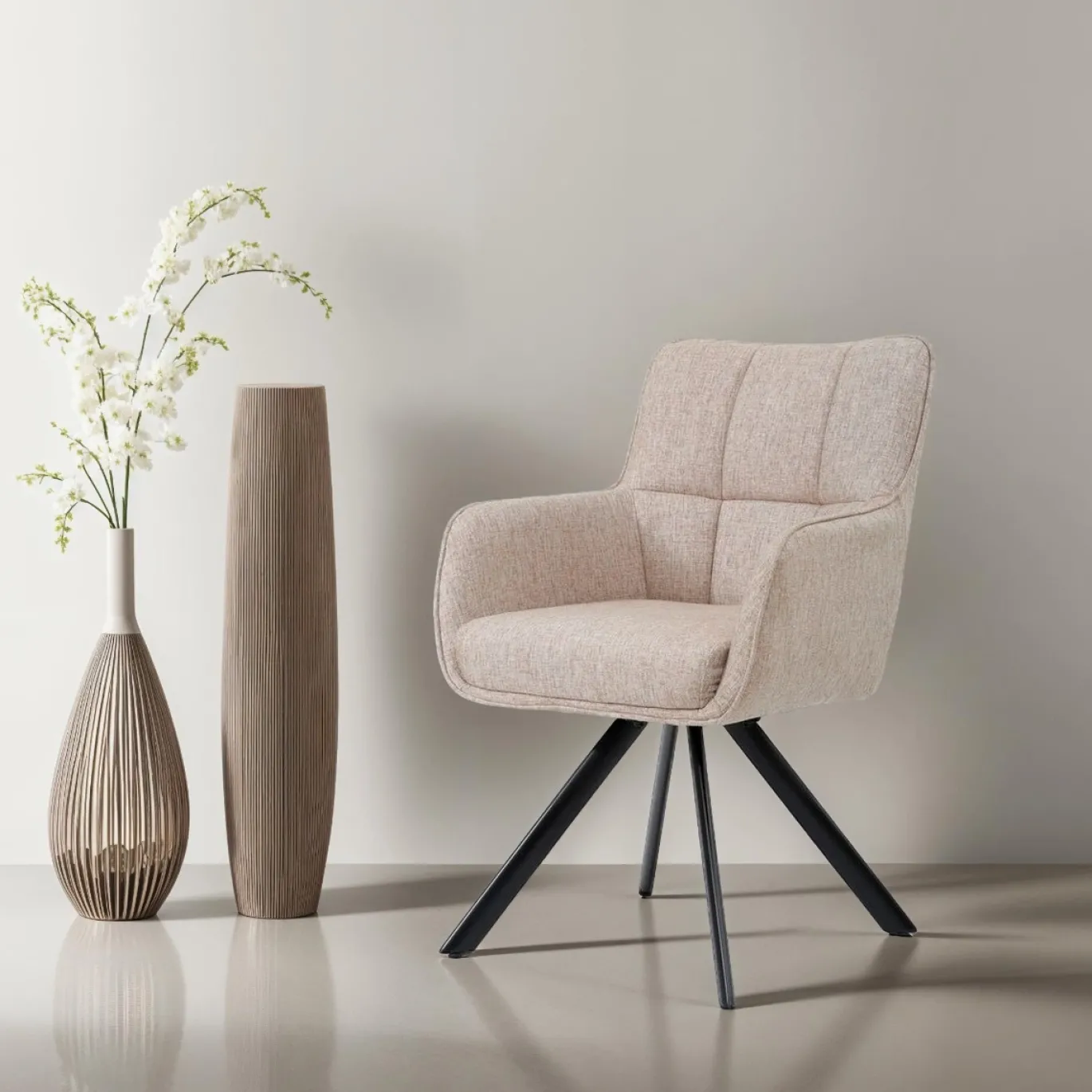 Livingfurn Eetkamerstoel Tori Zalm/Zwart