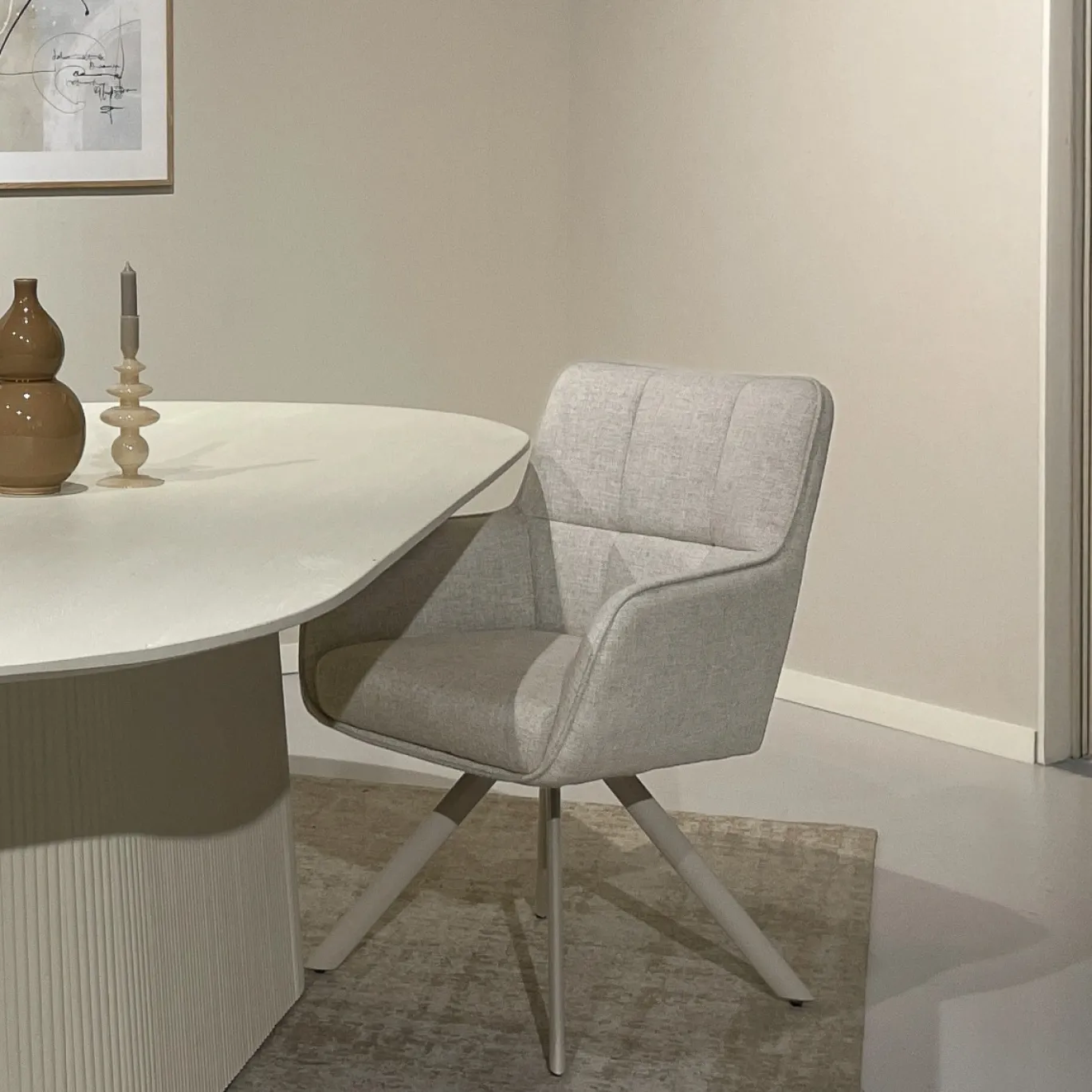 Livingfurn Eetkamerstoel Tori Zand/Wit