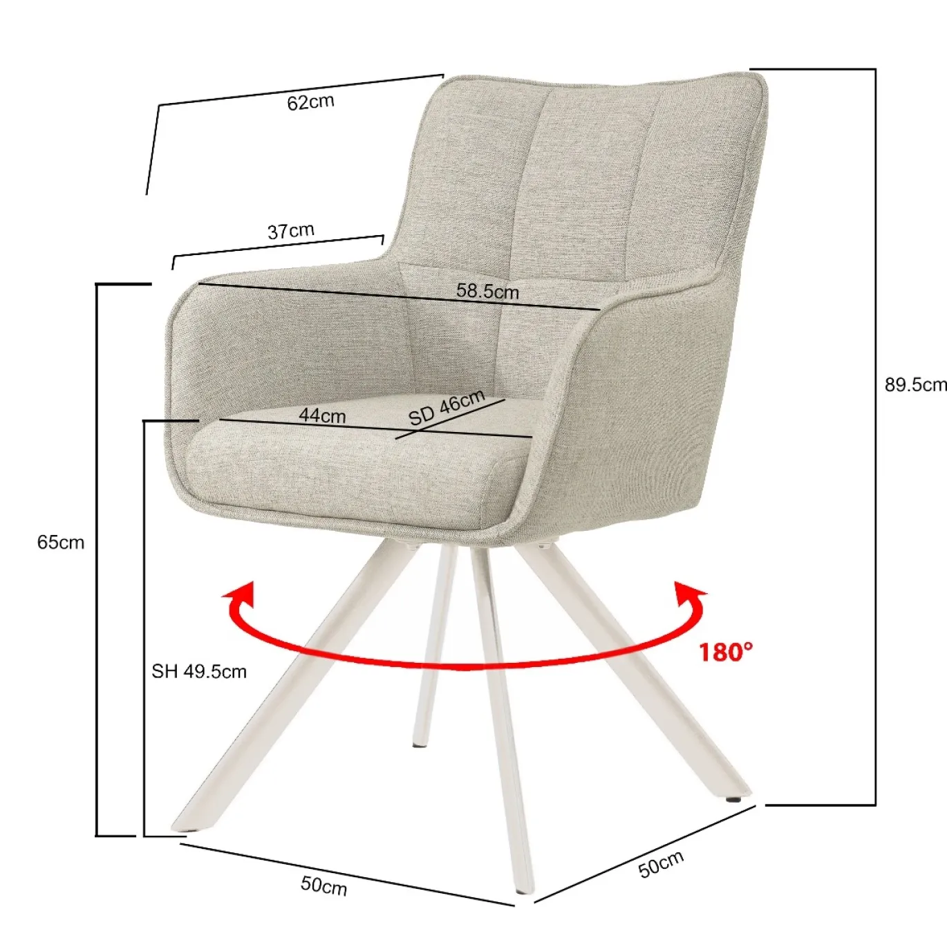 Livingfurn Eetkamerstoel Tori Zand/Wit
