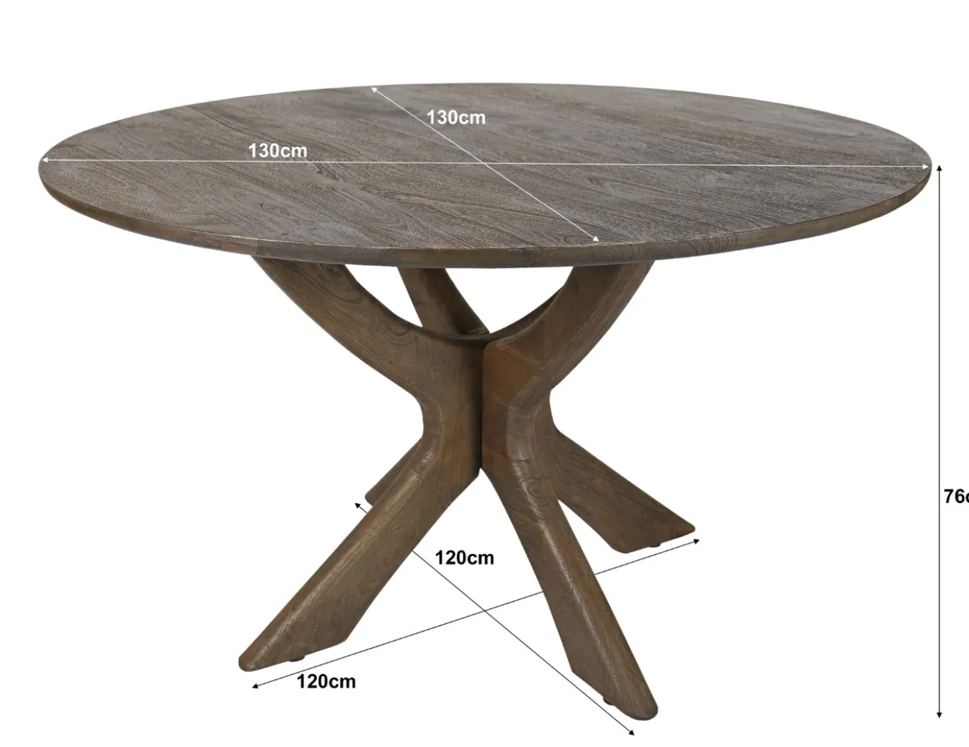 Livingfurn Eetkamertafel Brix Montreaux Round Brown 130cm