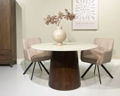 Livingfurn Eetkamertafel Brix Bottecino Mango Rond 130cm
